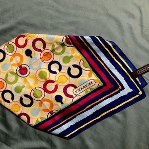 BRIGHT COLORED COACH SILK SCARF